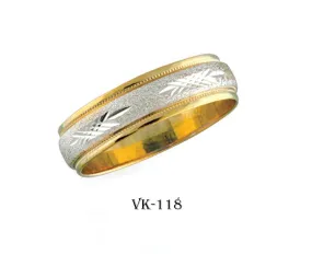 14k Solid Gold Elegant Ladies Modern Sandstone Finish Flat Band 6MM Ring VK118v