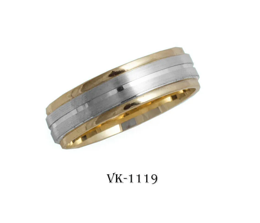 14k Solid Gold Elegant Ladies Modern Shiny Finish Flat Band 6MM Ring VK1119v