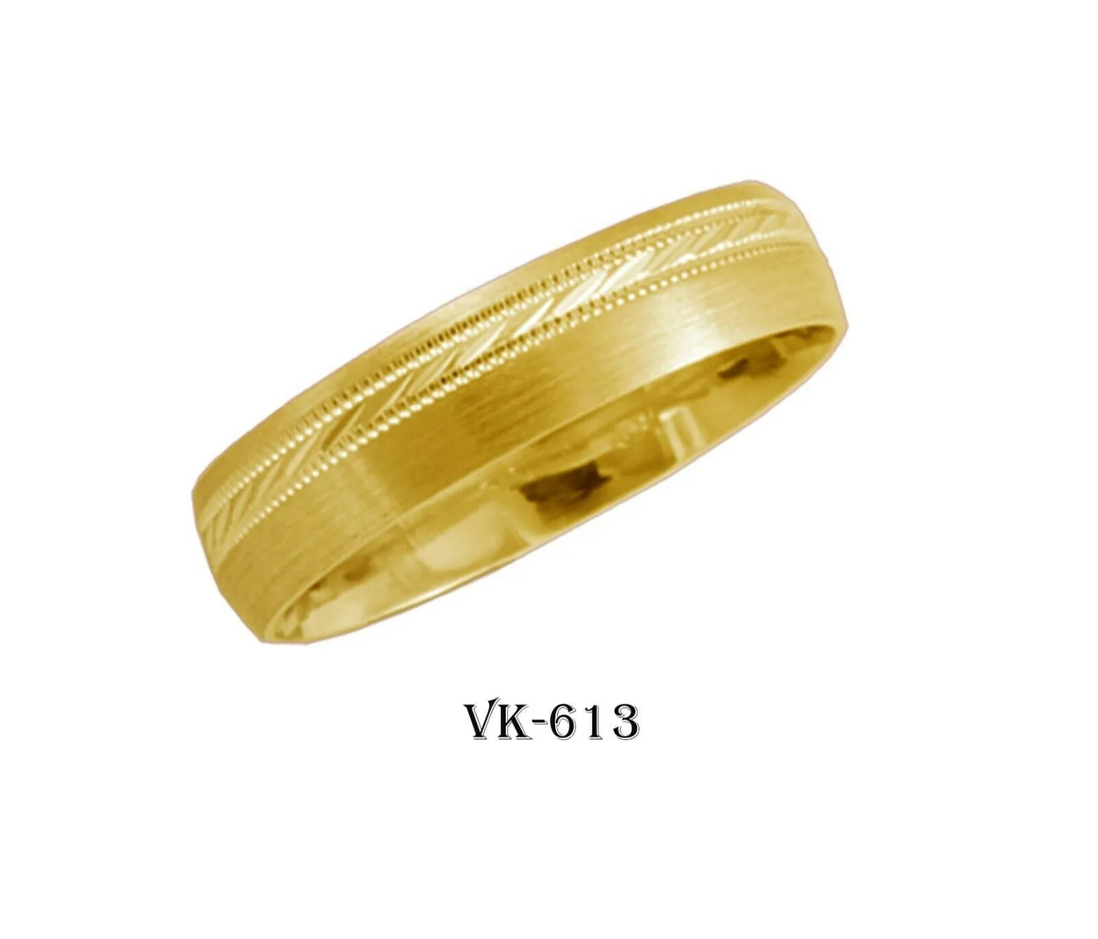 18k Solid Gold Elegant Ladies Modern Cross Stain Flat Band 5mm Ring VK613v(Y)