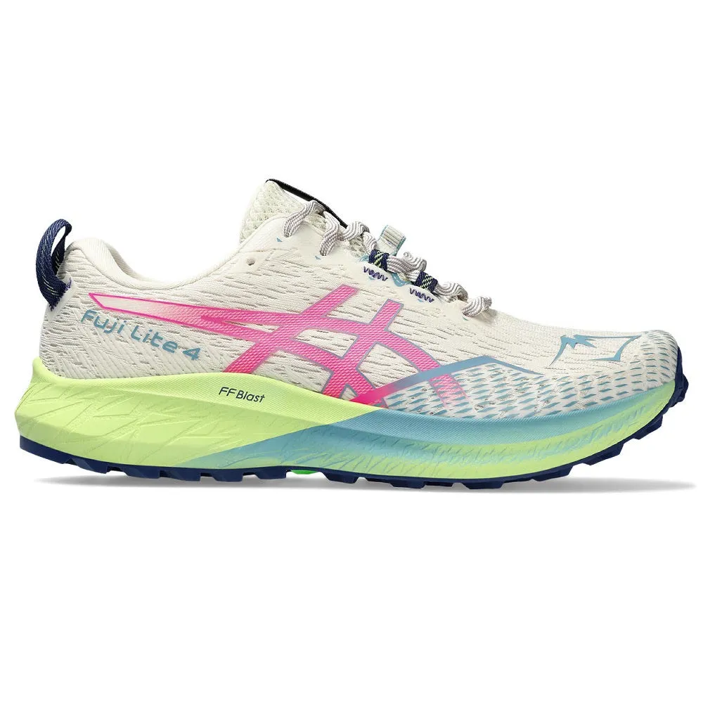 Asics Fuji Lite 4 Blanco roto Verde Rosa