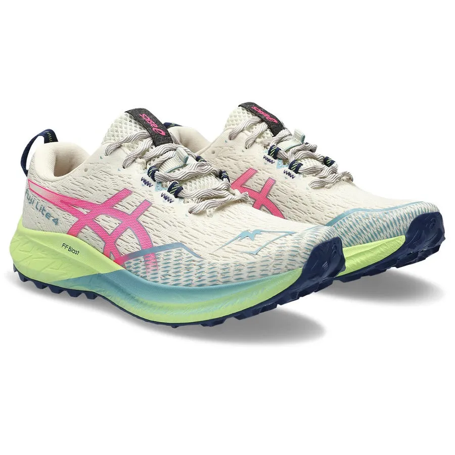 Asics Fuji Lite 4 Blanco roto Verde Rosa