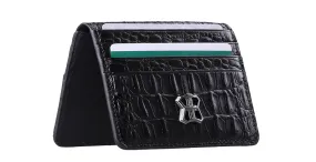 BNJ FLAP WALLET BLACK ALLIGATOR EFFECT  CALFSKIN