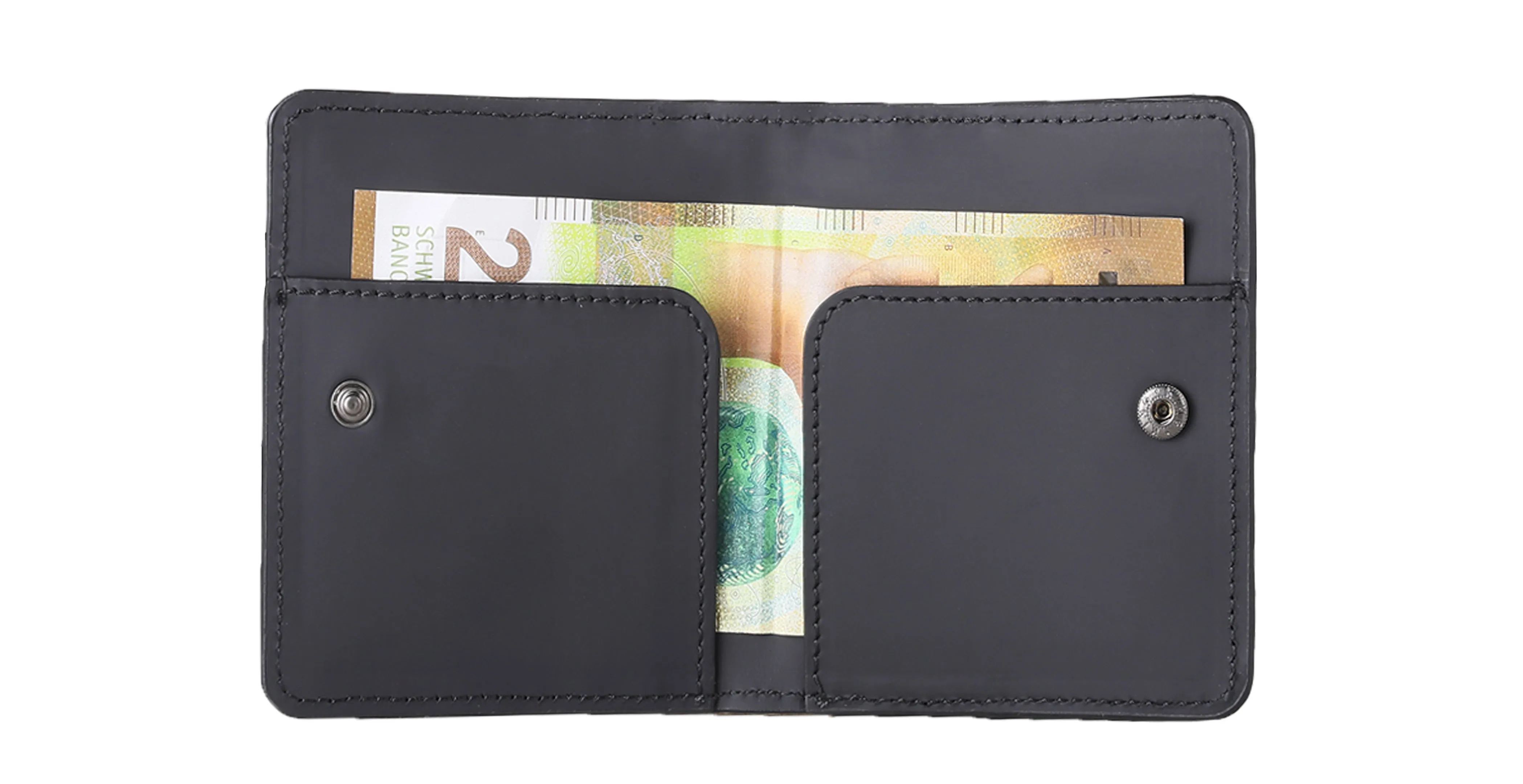 BNJ FLAP WALLET BLACK ALLIGATOR EFFECT  CALFSKIN