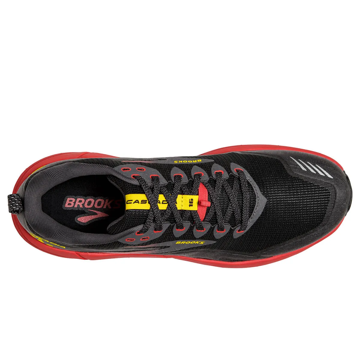 Brooks Cascadia 16 Mens | Black/fiery Red/blazing Yellow