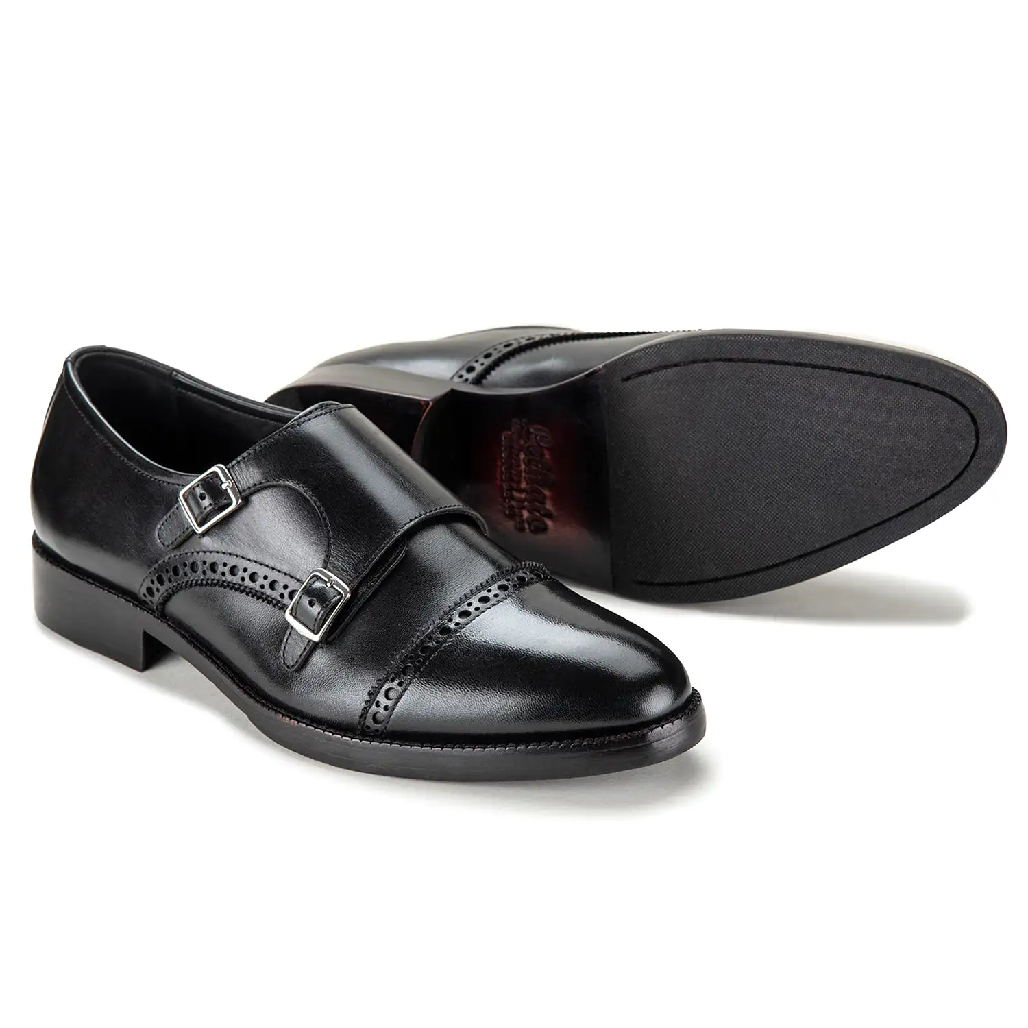 Captoe Double Monk Strap - Black