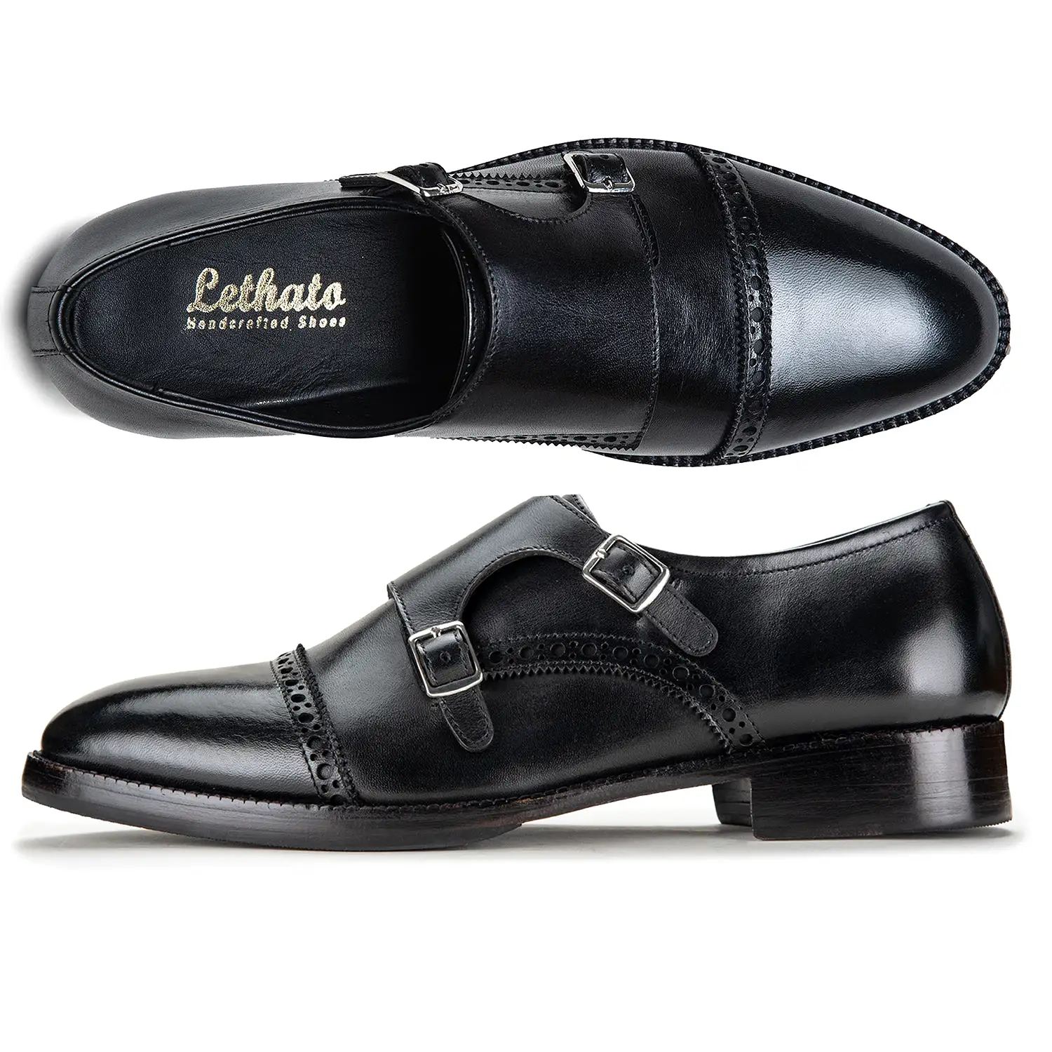 Captoe Double Monk Strap - Black