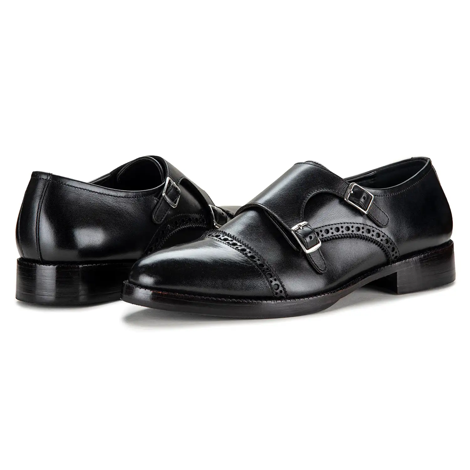 Captoe Double Monk Strap - Black