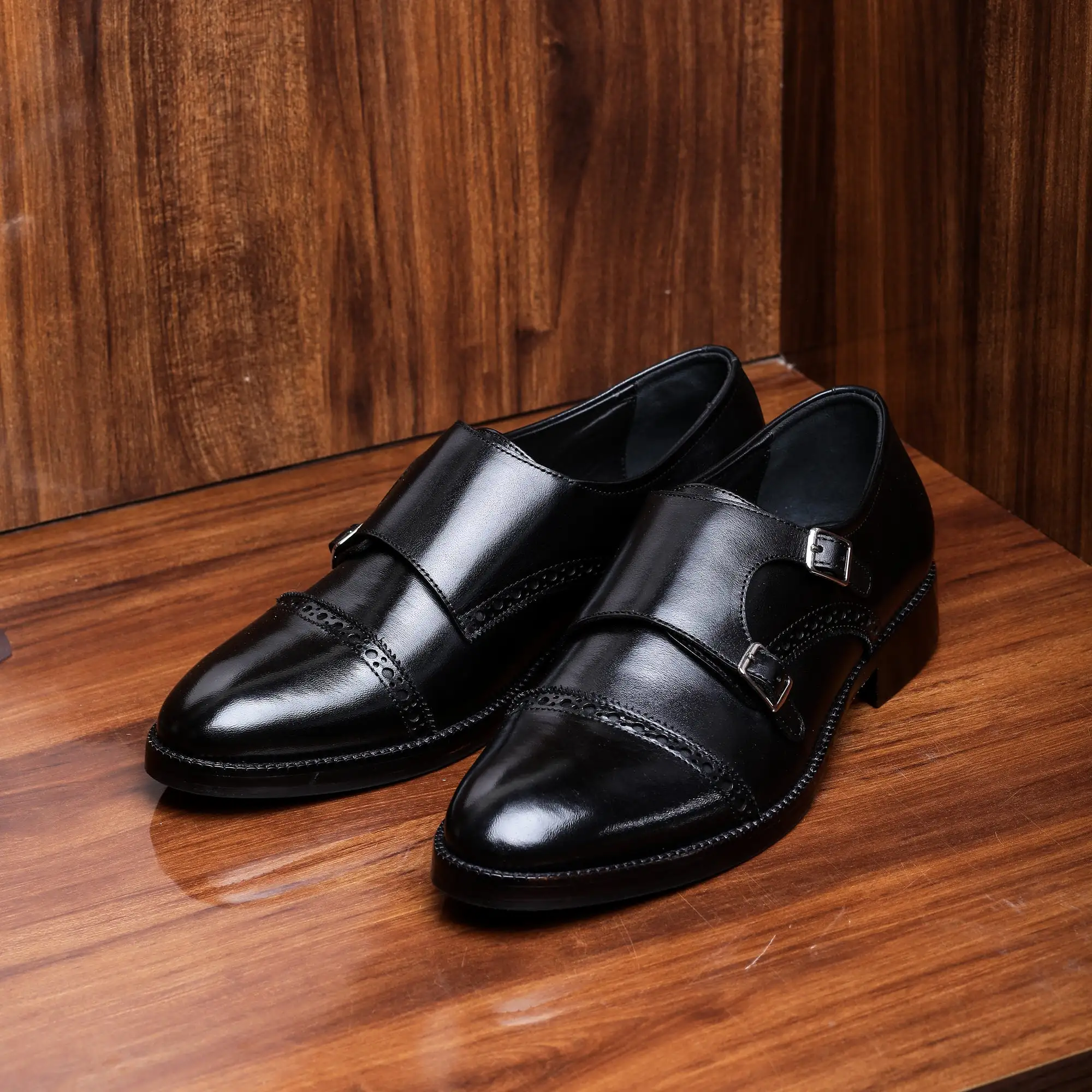 Captoe Double Monk Strap - Black