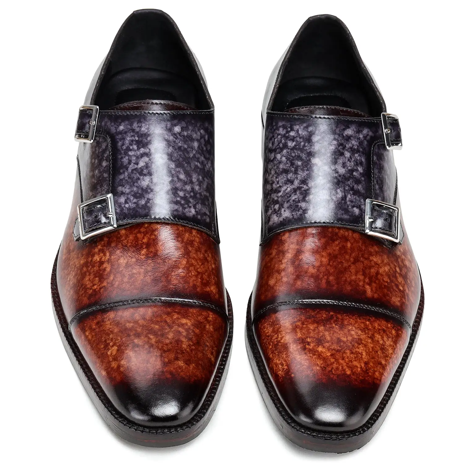 Captoe Double Monk Strap - Brown & Purple