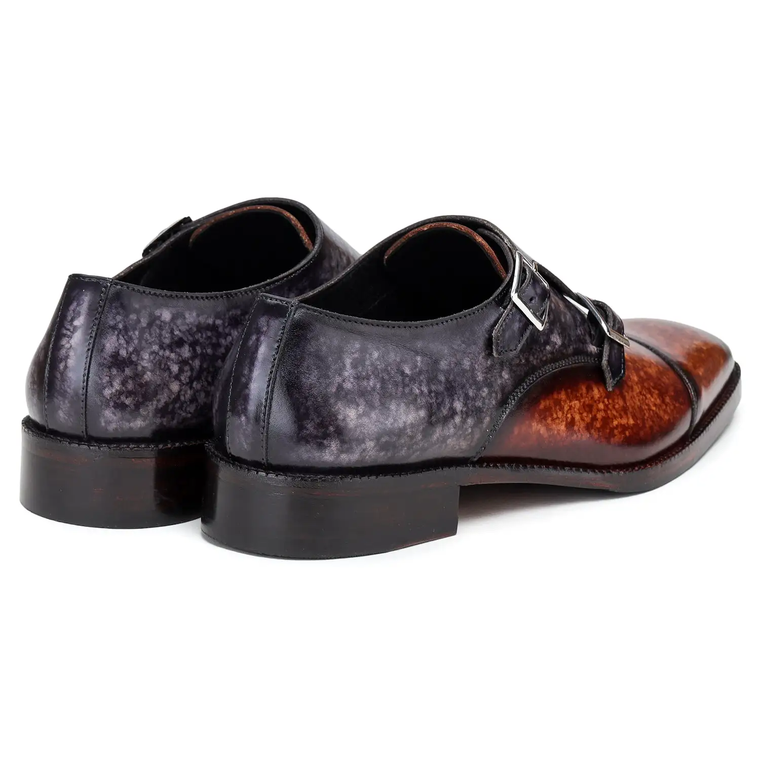 Captoe Double Monk Strap - Brown & Purple