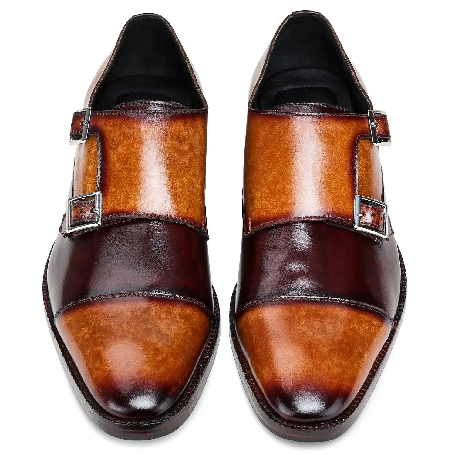 Captoe Double Monk Strap - Tan & Brown