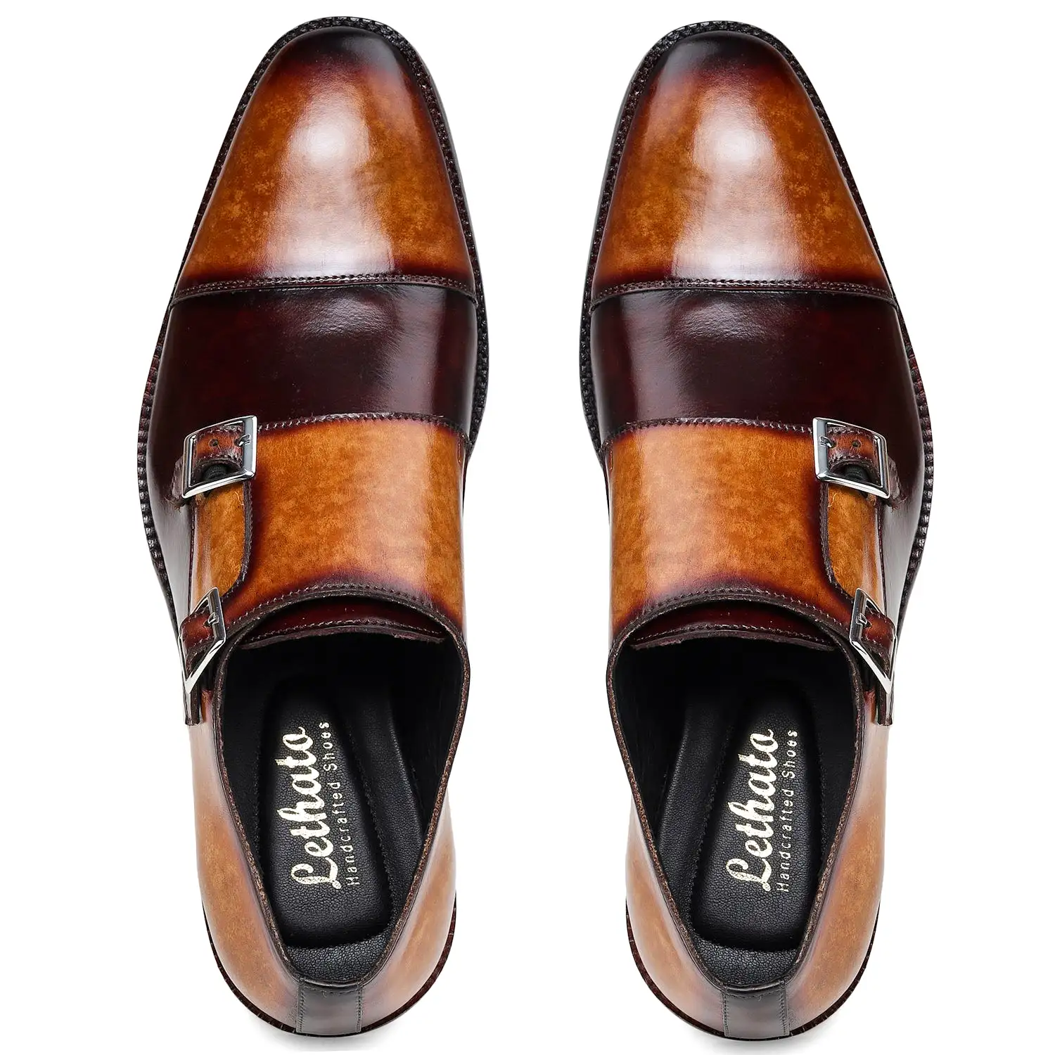 Captoe Double Monk Strap - Tan & Brown