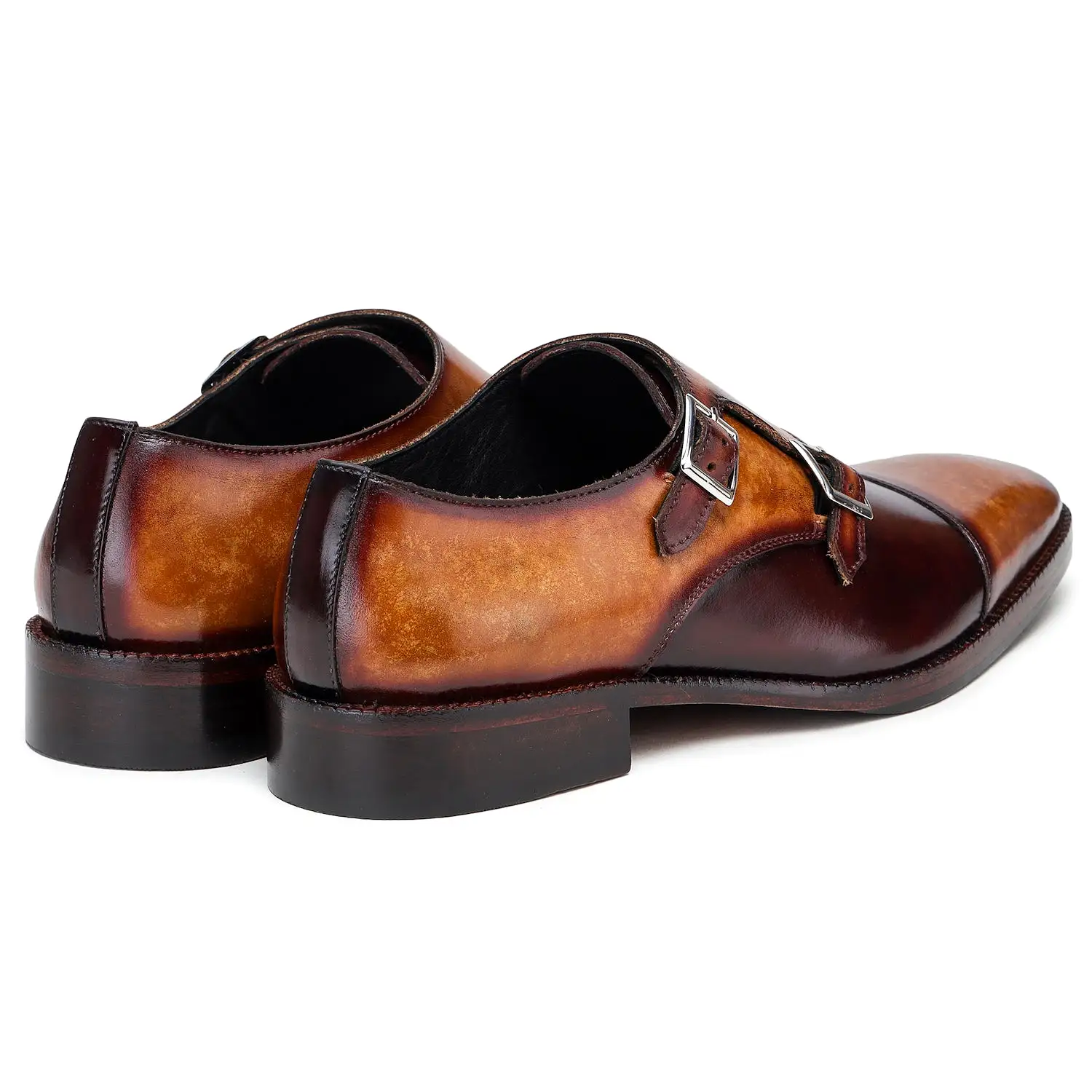 Captoe Double Monk Strap - Tan & Brown