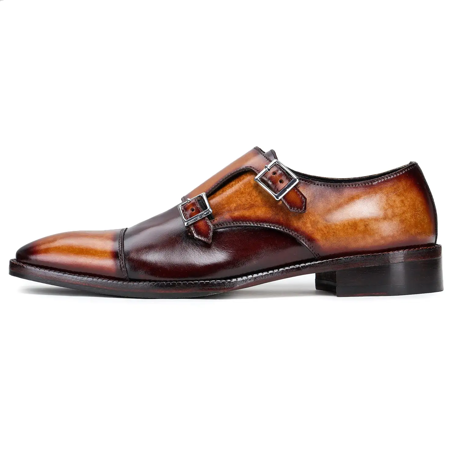 Captoe Double Monk Strap - Tan & Brown