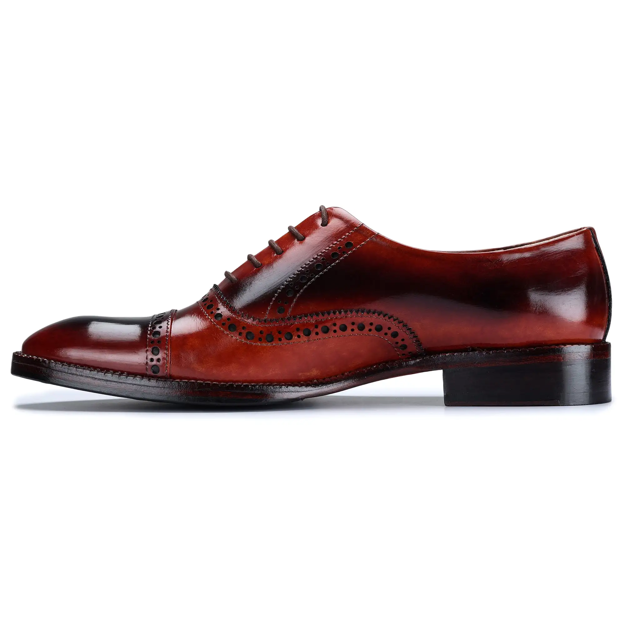 Classic Captoe Oxford - Red & Black