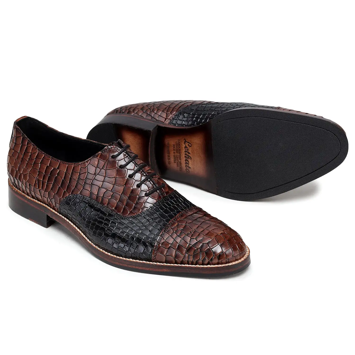 Classic Captoe Oxford- Croc Brown