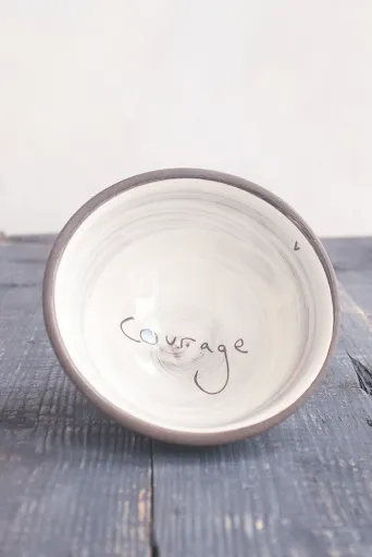 Courage Hand Painted Ceramic Small Bowl