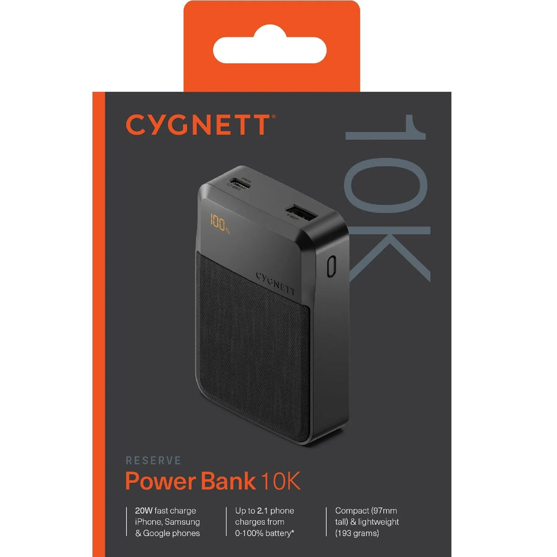 Cygnett ChargeUp Reserve Gen3 10K Power Bank Charger 10,000mAh