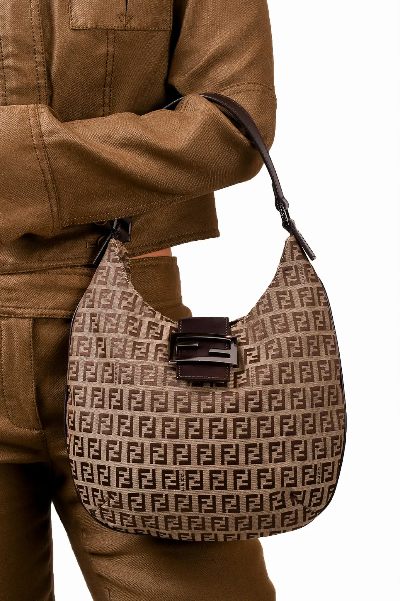 Fendi Zucca Canvas Hobo Shoulder Bag