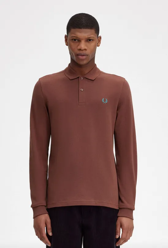 Fred Perry L/S Plain Shirt/Whiskey Brown - CORE SS24