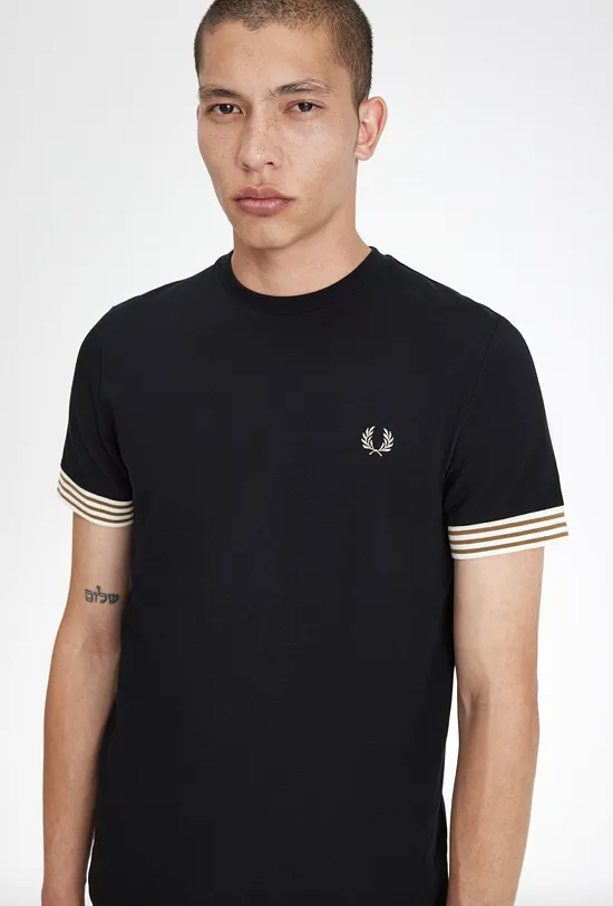 Fred Perry Striped Cuff T-Shirt/Black - New SS24