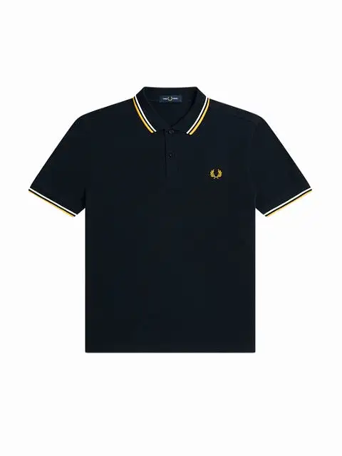 Fred Perry Twin Tipped Shirt/Navy/Ecru/Gold - New SS23