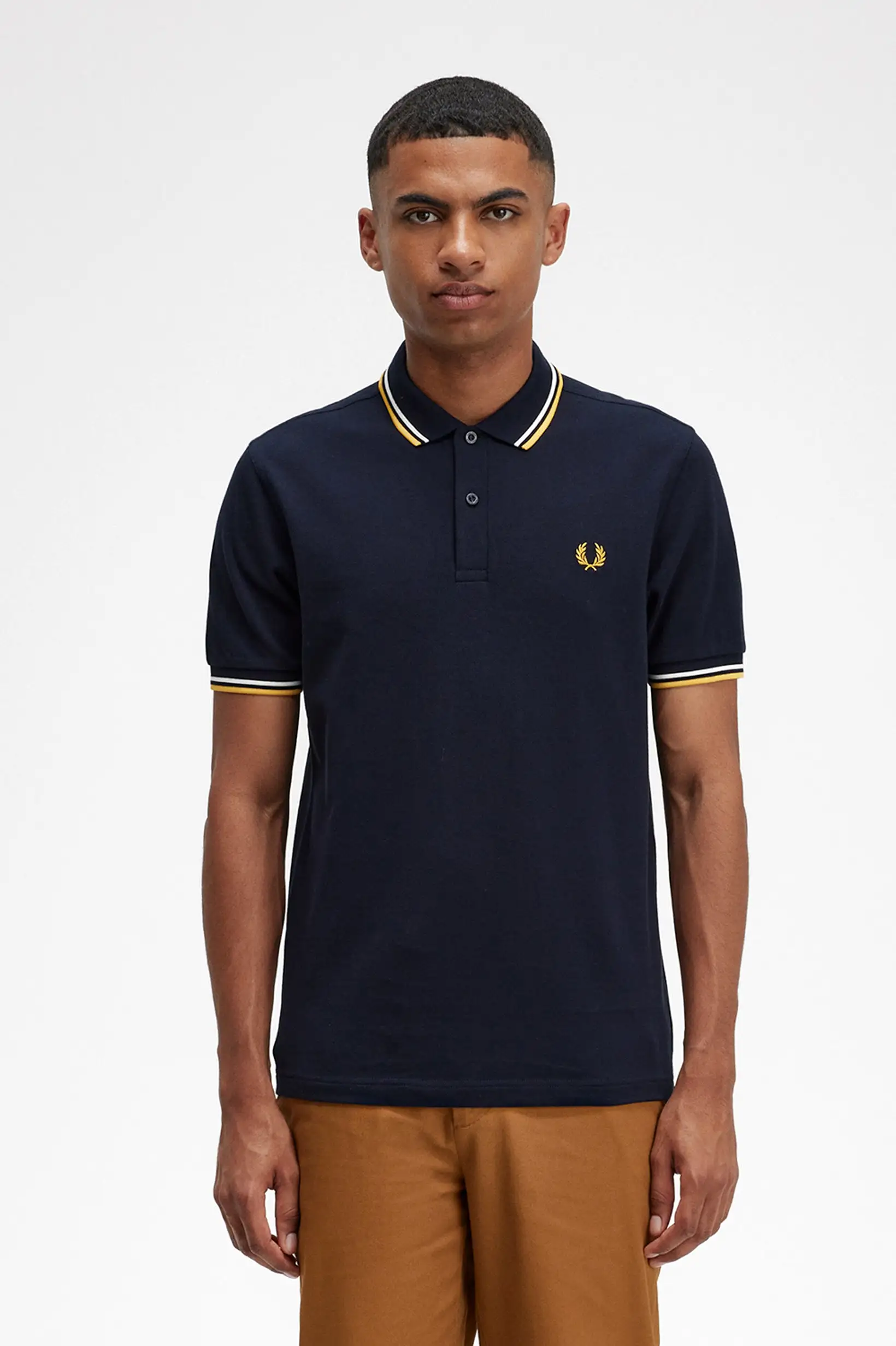 Fred Perry Twin Tipped Shirt/Navy/Ecru/Gold - New SS23