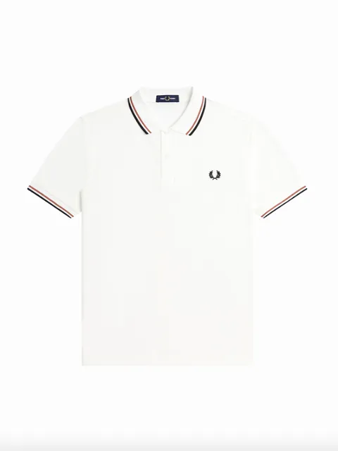 Fred Perry Twin Tipped Shirt/Snow White/Rust/Black - New SS23