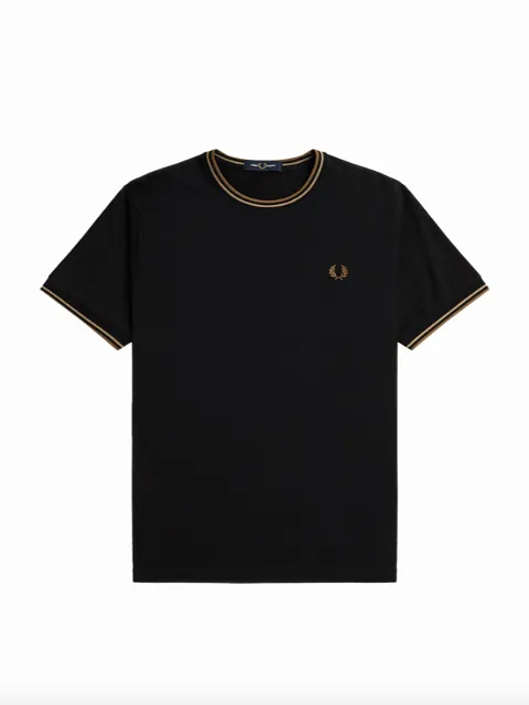 Fred Perry Twin Tipped T-Shirt/Black/Warm Stone U97 - New SS24