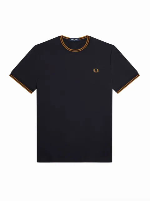 Fred Perry Twin Tipped T-Shirt/Navy/Dark Caramel - New AW23