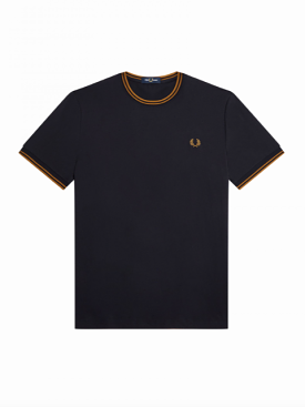 Fred Perry Twin Tipped T-Shirt/Navy/Dark Caramel - New AW23