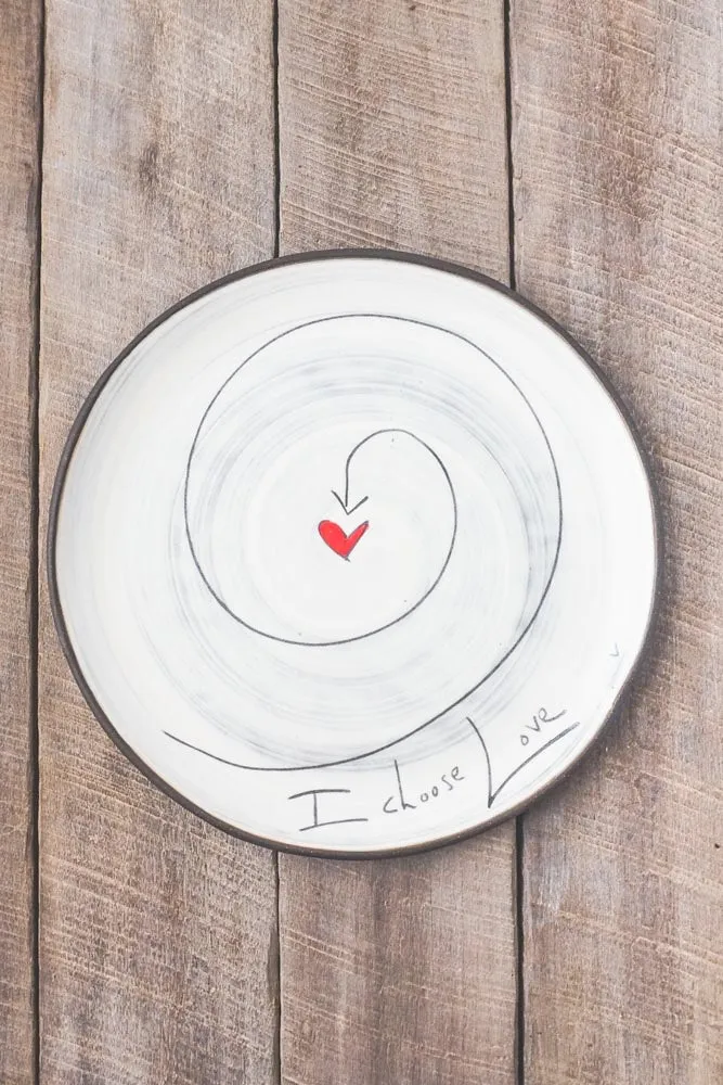 I Choose Love Hand Painted Ceramic Small Round Plate