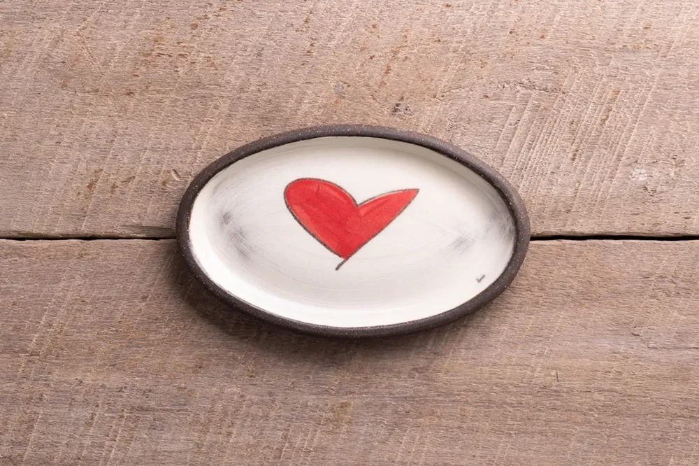 Love (Heart) Mini Oval Tray Hand Painted Ceramic