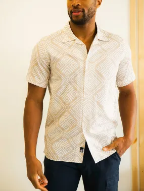 Malibu Short Sleeve Linen Shirt - Taupe Tiles