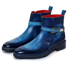 Mens Cross Strap Boots- Navy