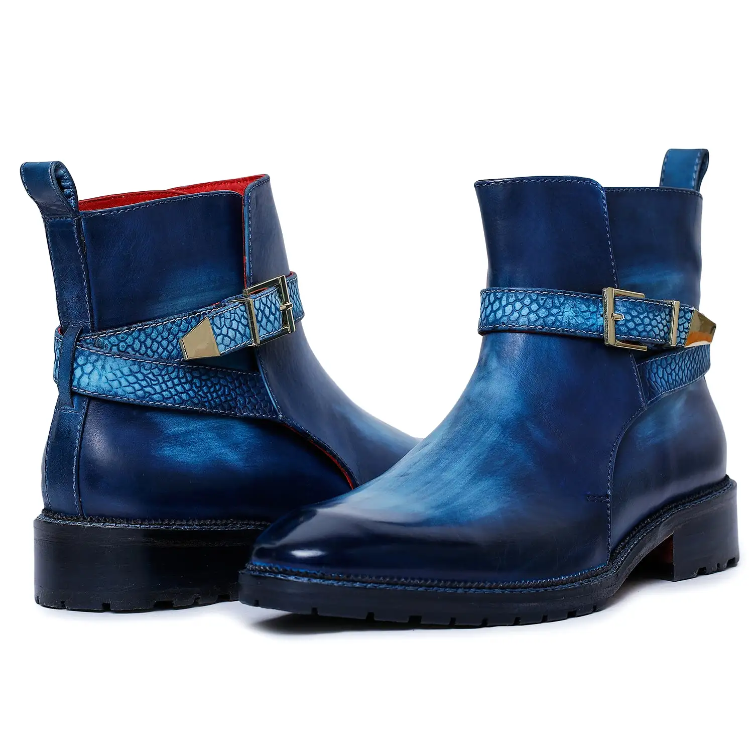 Mens Cross Strap Boots- Navy