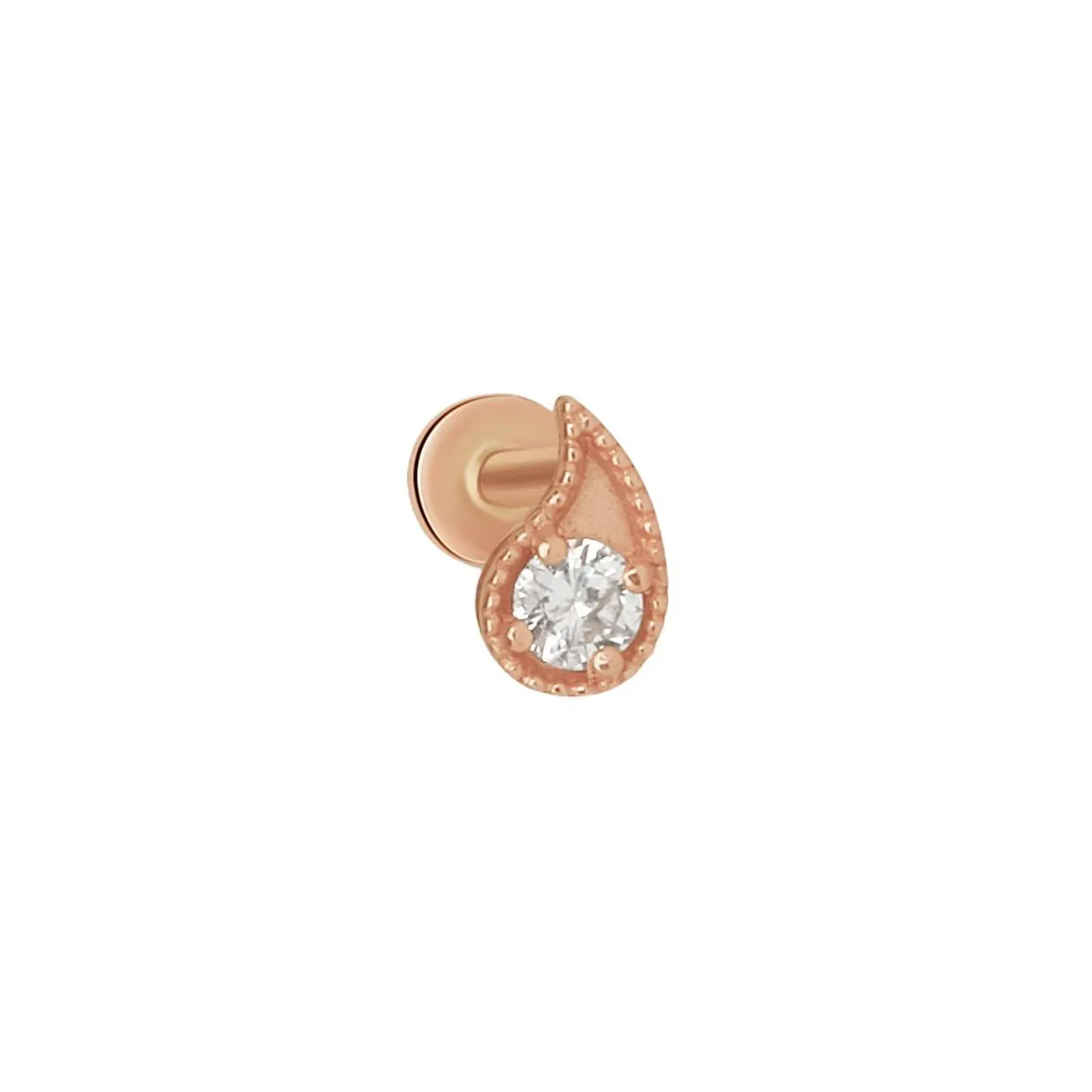 Milgrain Diamond Paisley Flat Back Earring