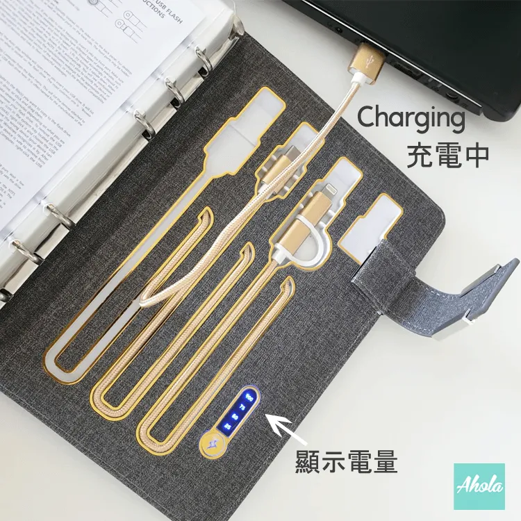 【Name】Loose leaf Notebook with Portable Charger External Battery Power Bank 自訂名字多功能活頁筆記簿便攜式差電器