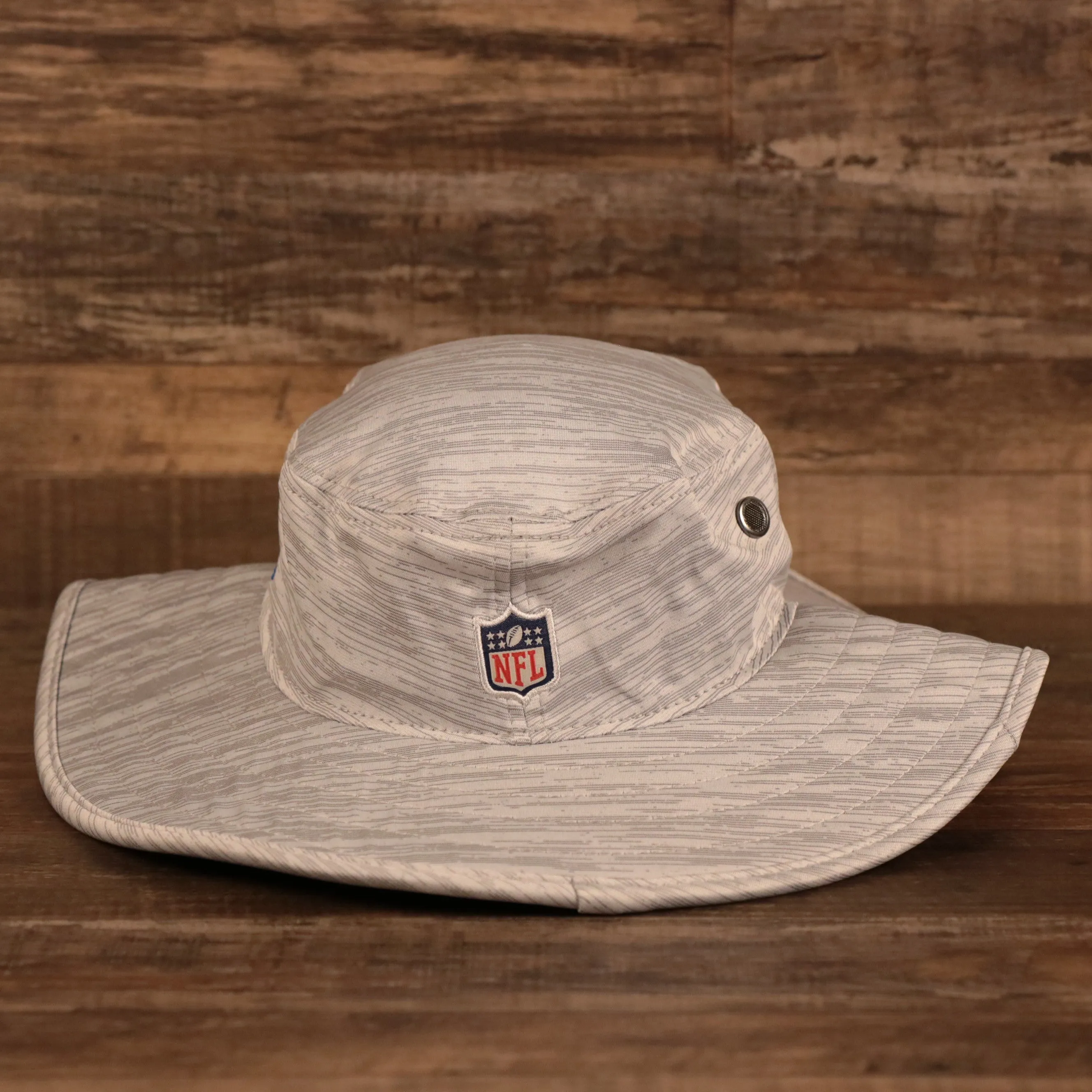 NEW ERA | LOS ANGELES RAMS | RAM PATCH FRONT | NFL 2021 TRAINING | PANAMA BUCKET HAT | ROYAL BLUE BOTTOM |  GRAY | OSFM