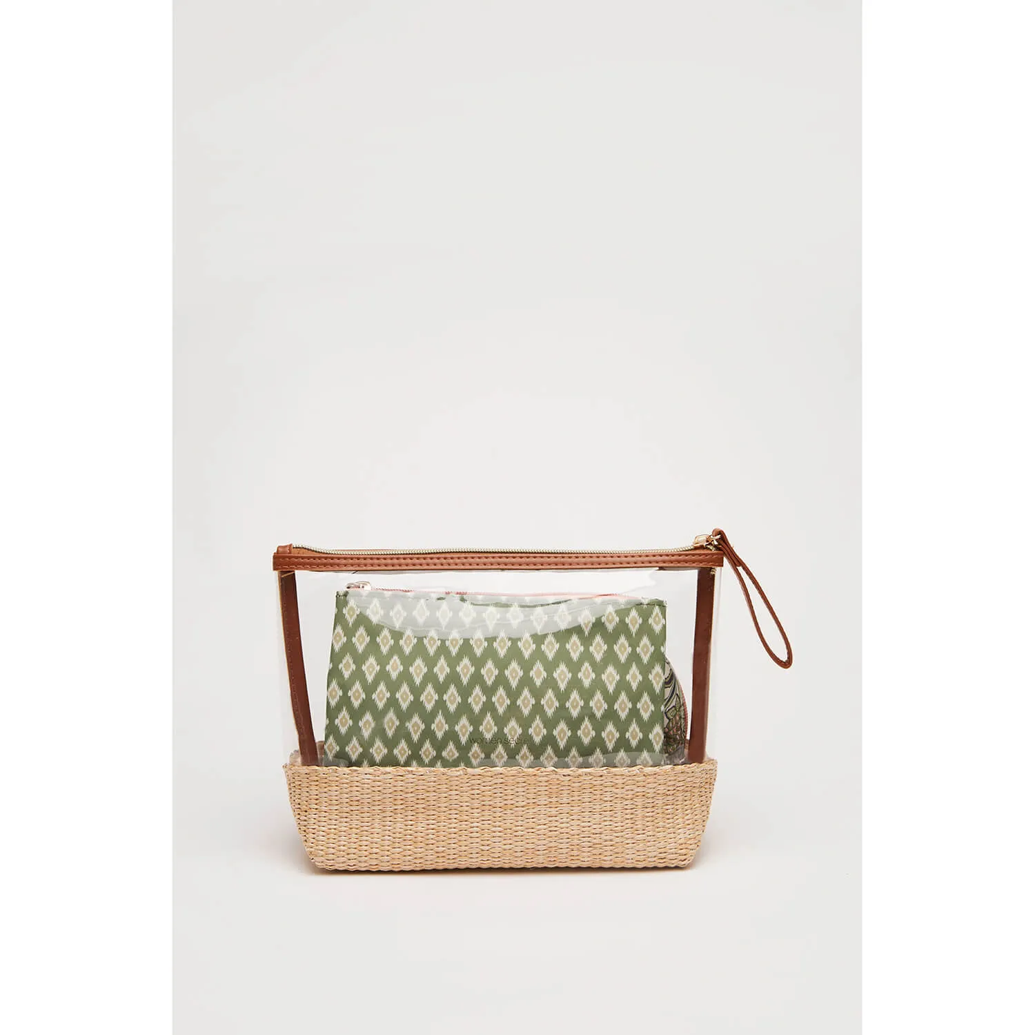 Pack Of 3 Printed Raffia Vanity Cases