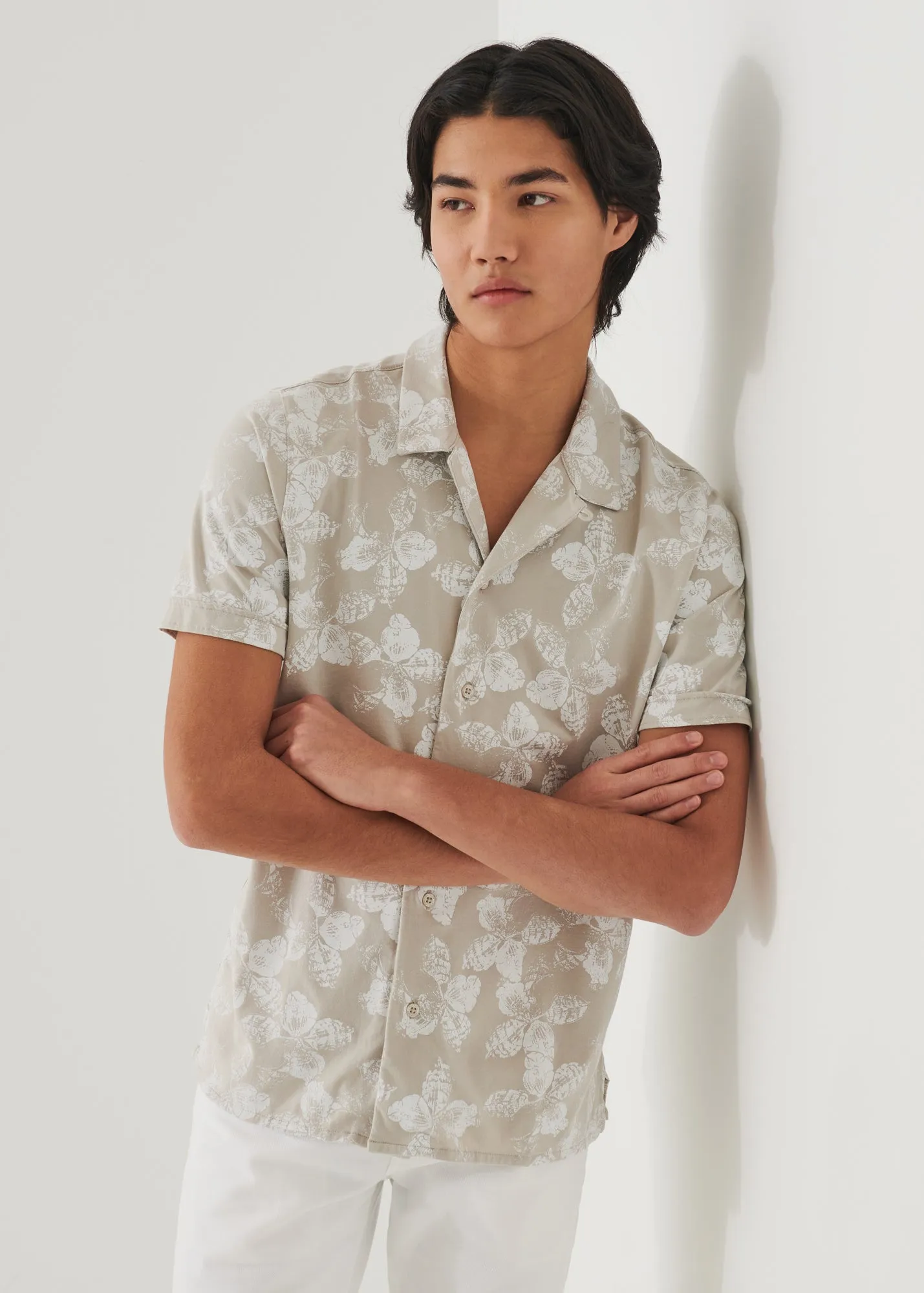 PIMA COTTON STRETCH PRINTED CAMP SHIRT