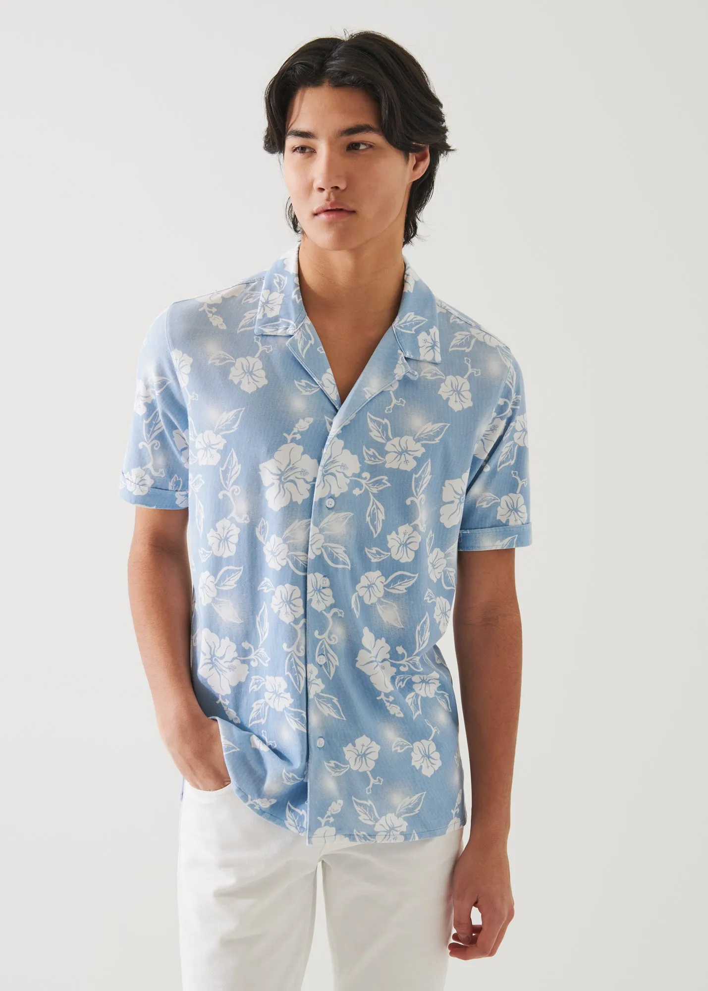 PIMA COTTON STRETCH PRINTED CAMP SHIRT