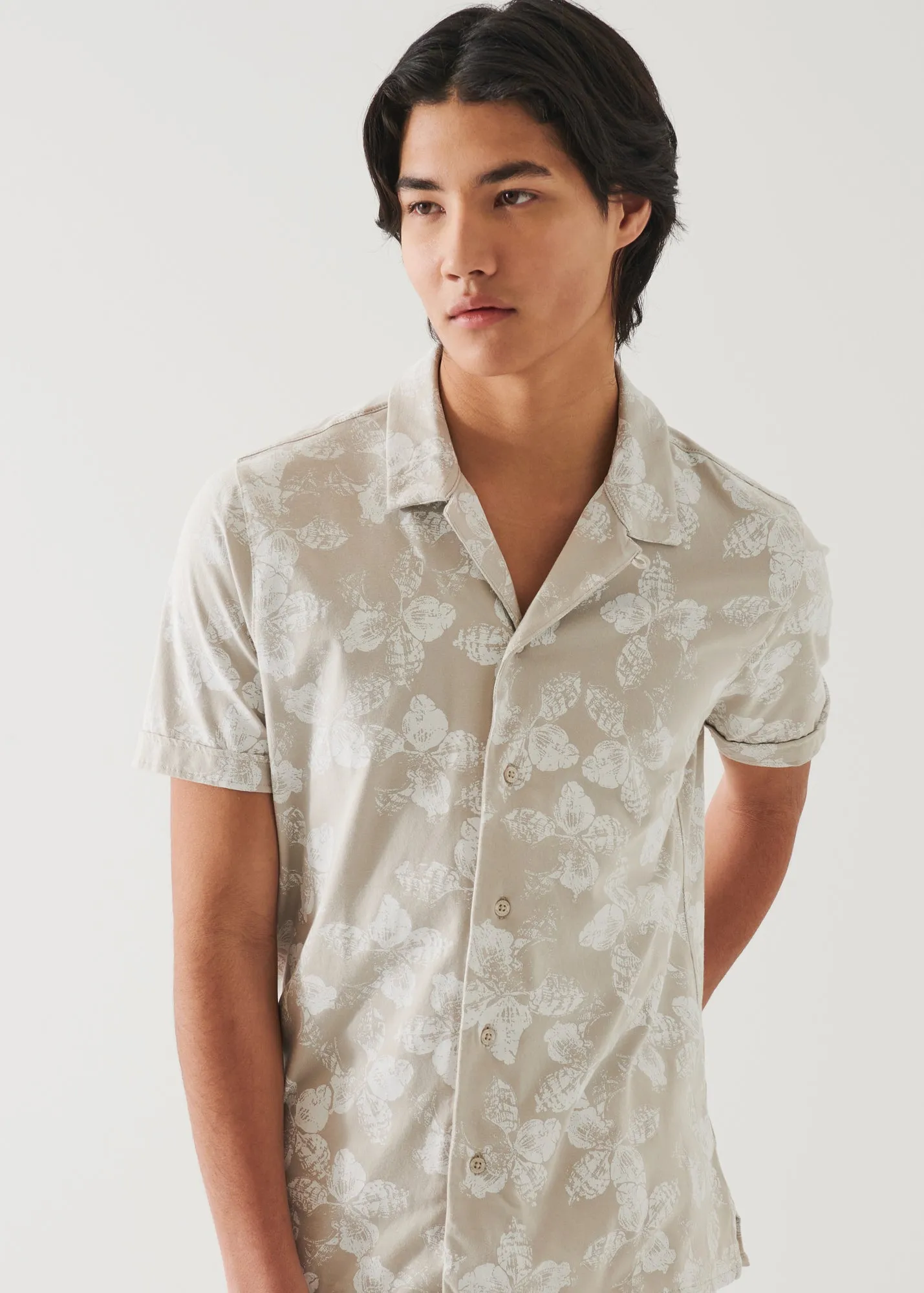 PIMA COTTON STRETCH PRINTED CAMP SHIRT