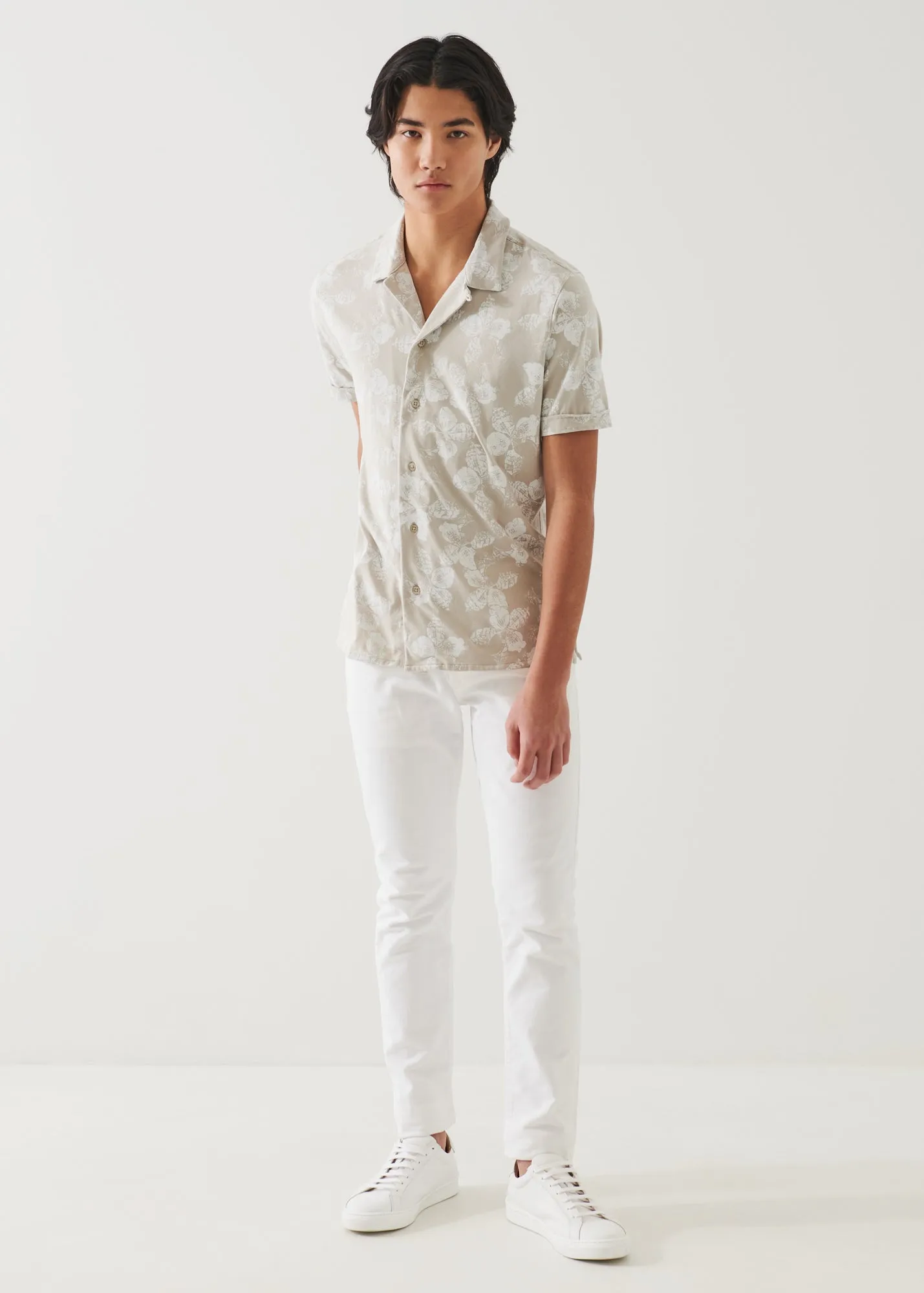 PIMA COTTON STRETCH PRINTED CAMP SHIRT