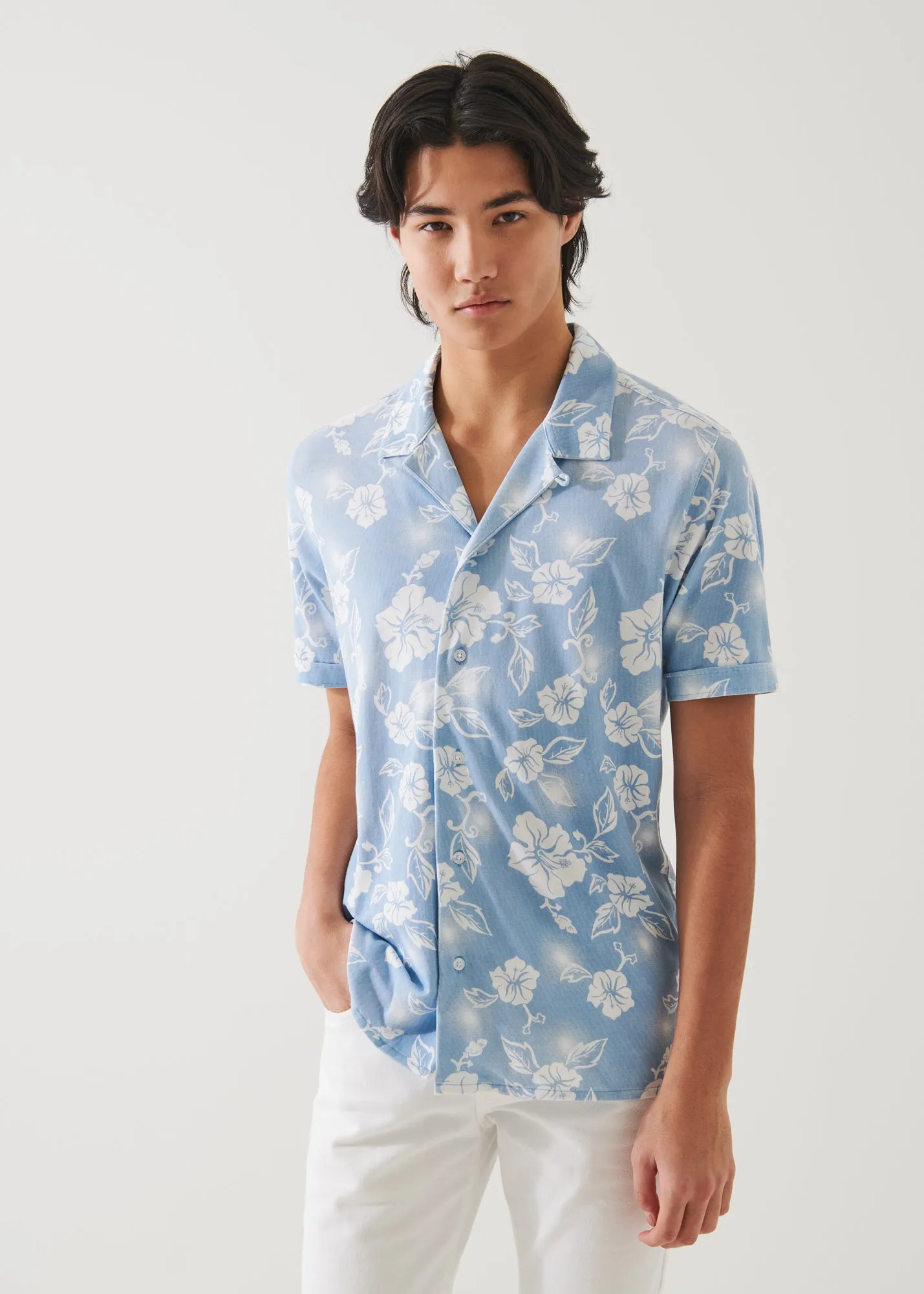 PIMA COTTON STRETCH PRINTED CAMP SHIRT