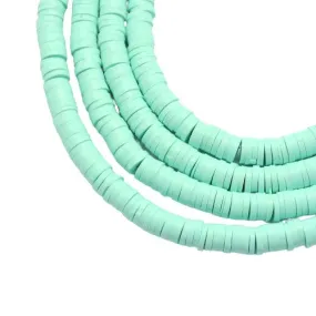 Polymer Clay Beads, Fimo, Katsuki, Heishi, Flat, Round, Aquamarine, 6mm