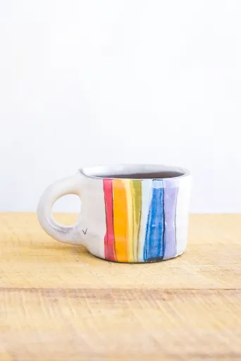 Rainbow Hand Painted Ceramic Mini Mug