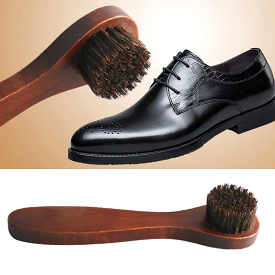 Round Head Shoe Brush for Leather Shoes with Wooden Handle and Horse Hair Bristles In Stock