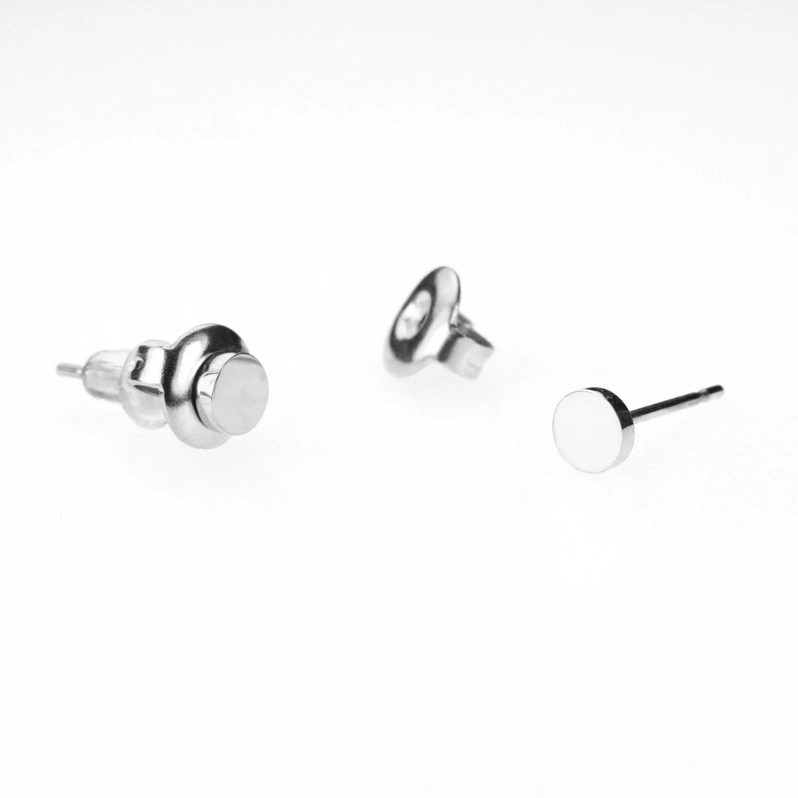 Solid Gold Ladies Jewelry Modern Simple Flat Ring Shape Studs Design SE10W