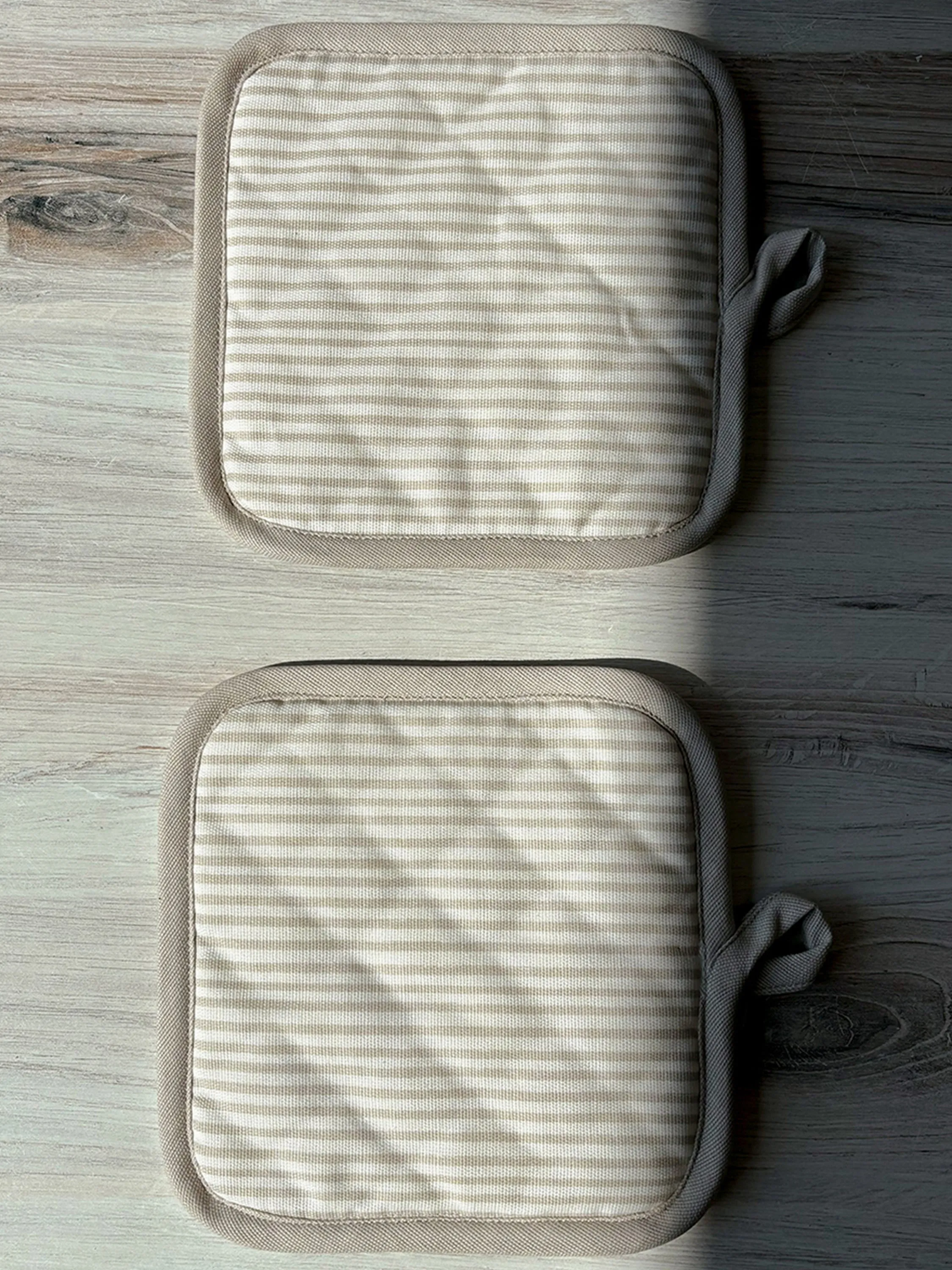 Tan Striped Pot Holder (Set of 2)